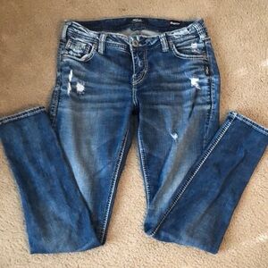 Girlfriend Fit Silver Jeans